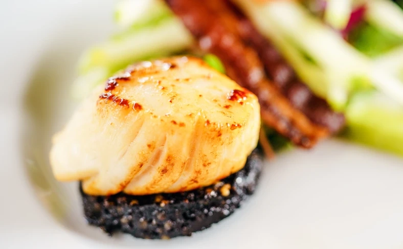 На изображении блюдо из морского гребешка, Испанская кухня